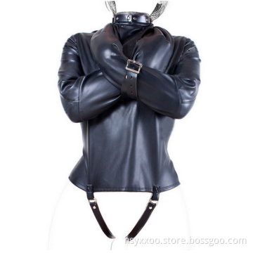 Bondage Strait Leather Jacket Female fetish wear bdsm sex toys for wowen